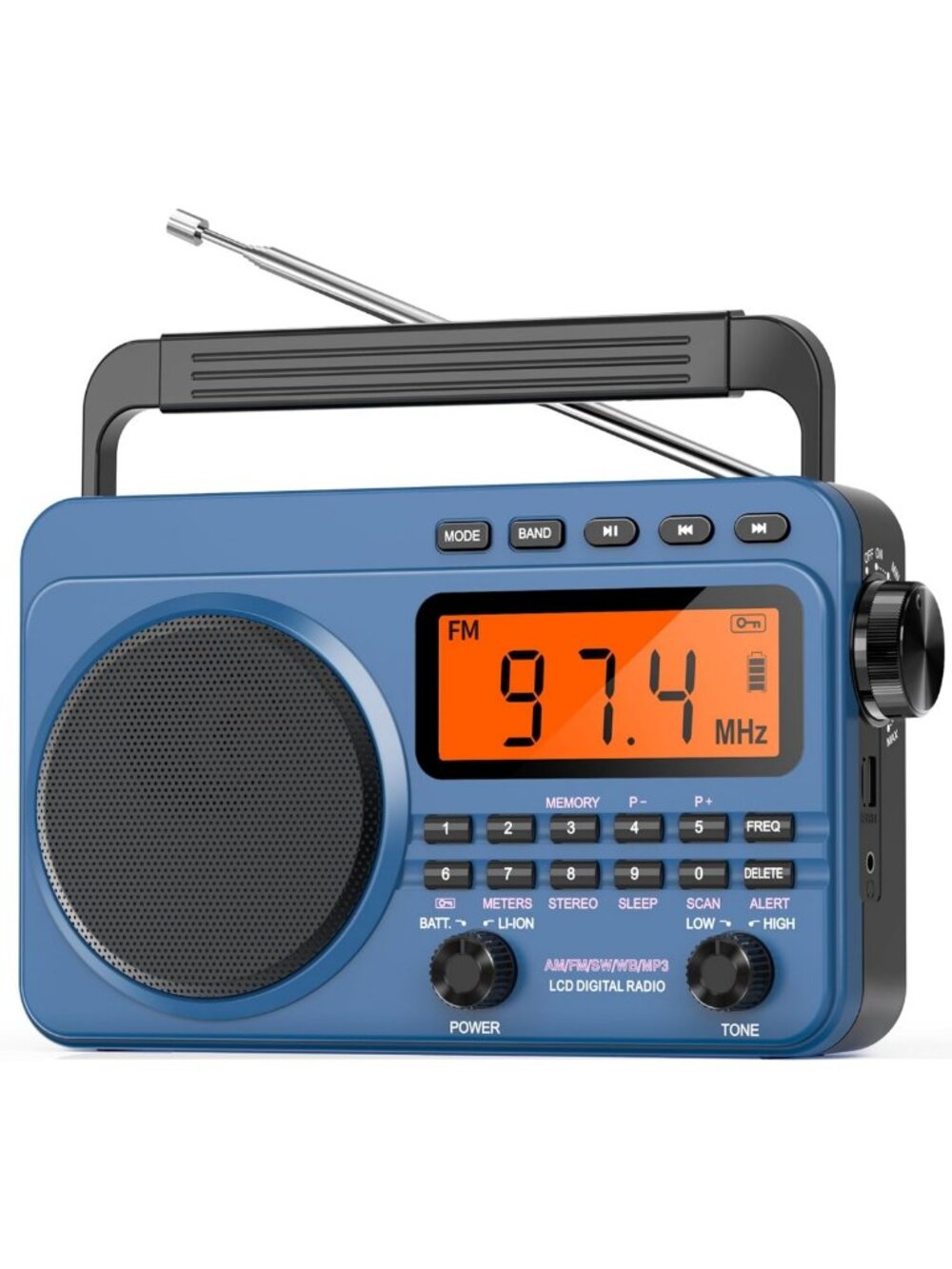 Rechargeable Digital AM FM Shortwave Radio with 4000mAh Battery & Best Reception